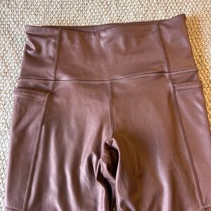 Athleta Inclination Moto Tight - Metallic Brown / Mauve - Size XS